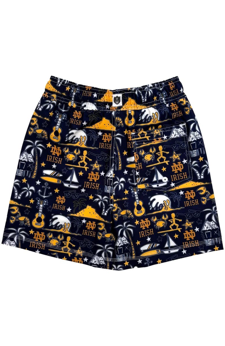 Wes & Willy Youth Wes & Willy Navy Notre Dame Fighting Irish Luau Swim Trunks, Alternate, color, 