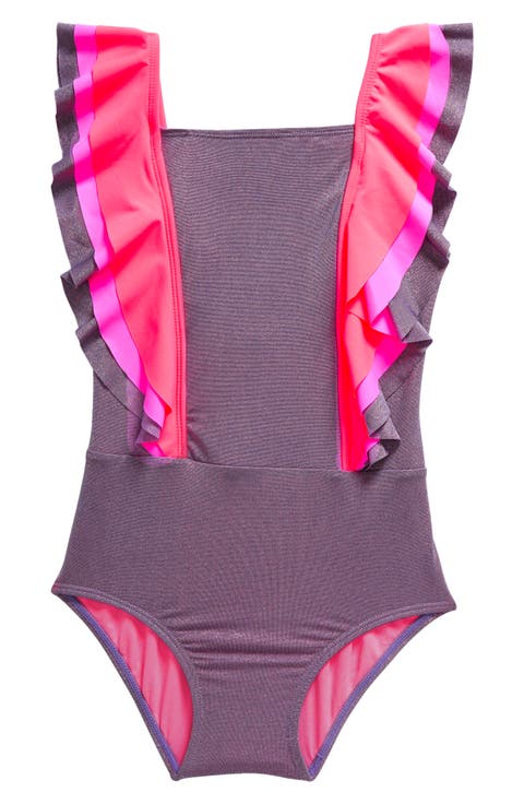 Sparkle Ruffle Colorblock One-Piece Swimsuit (Toddler & Little Kid)