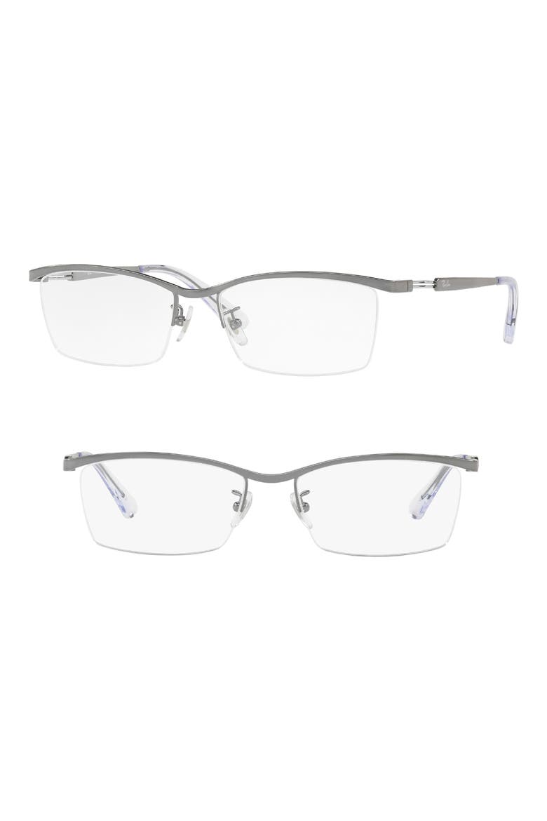55mm Semi Rimless Optical Glasses, Main, color, GUNMETAL