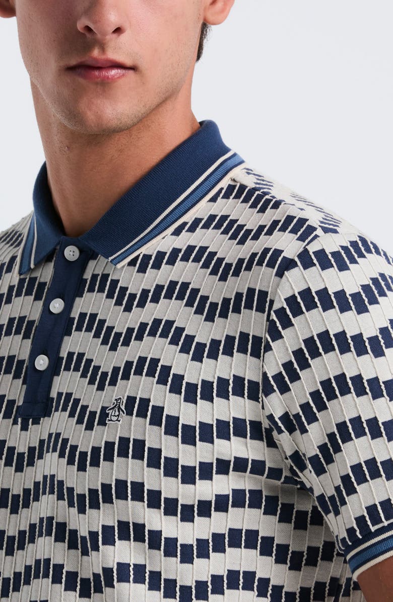 Original Penguin Tipped Textured Zigzag Jacquard Polo, Alternate, color, Birch
