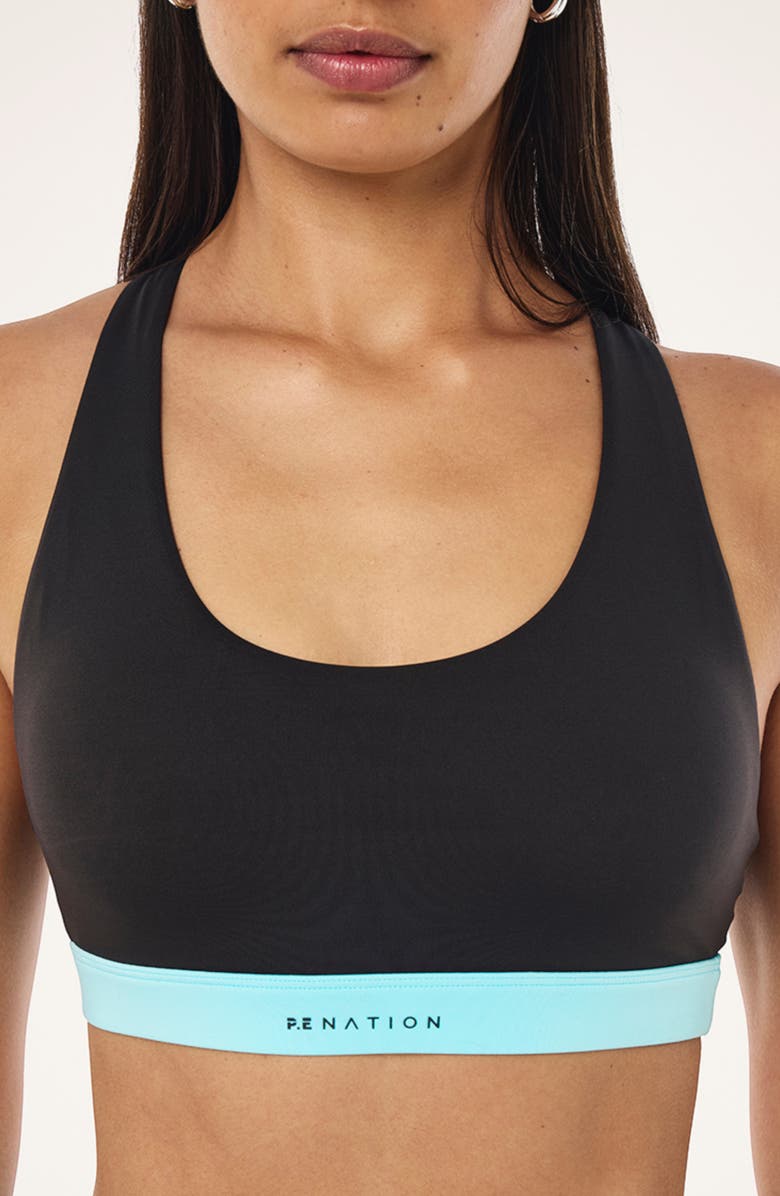 P.E Nation Lumify Strappy Sports Bra, Alternate, color, Smokestone