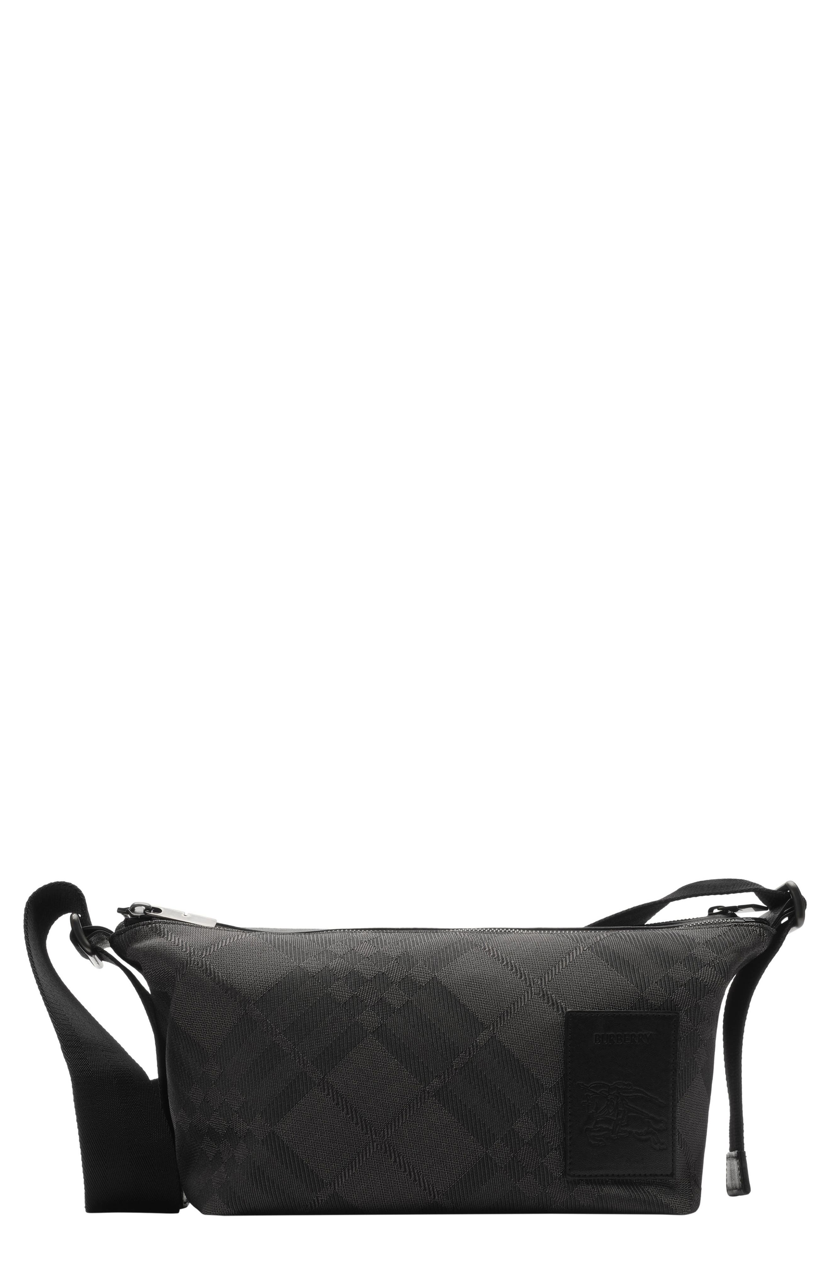 Burberry Chester Check Jacquard Nylon Crossbody Bag, Main, color, Black