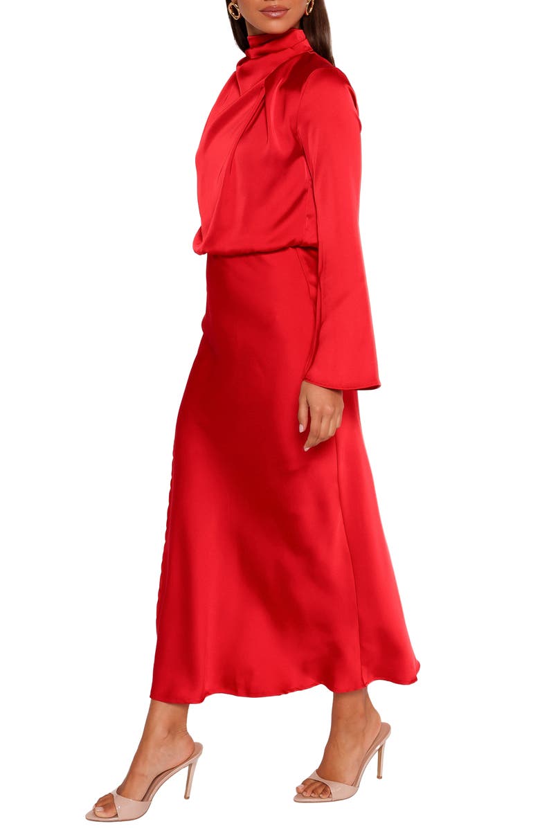 Petal & Pup Kristyn Long Sleeve Satin Dress, Alternate, color,