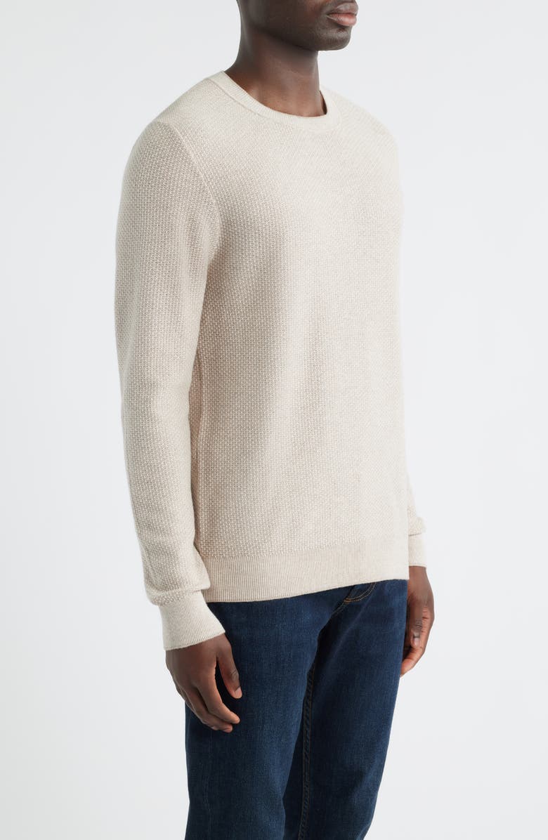 Nordstrom Texture Cotton & Cashmere Sweater, Alternate, color, Beige- Ivory Heather