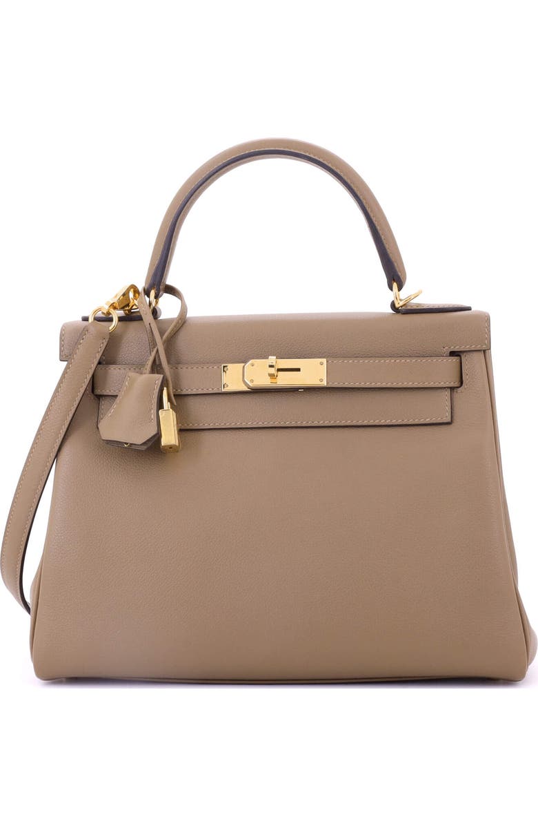 Pre-Owned Hermes Kelly Handbag Brown Evercolor with Gold Hardware 28, Main, color,