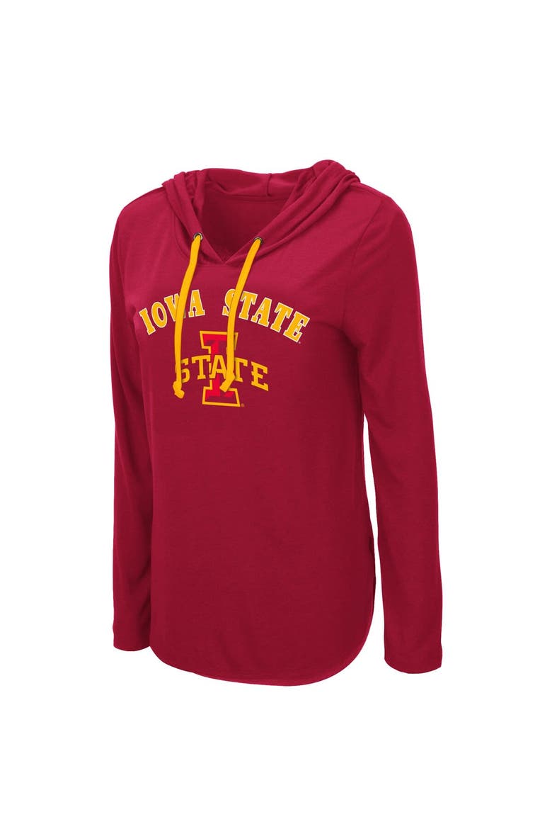 Women's Colosseum Cardinal Iowa State Cyclones My Lover Lightweight Hooded Long Sleeve T-Shirt, Alternate, color, Cardinal