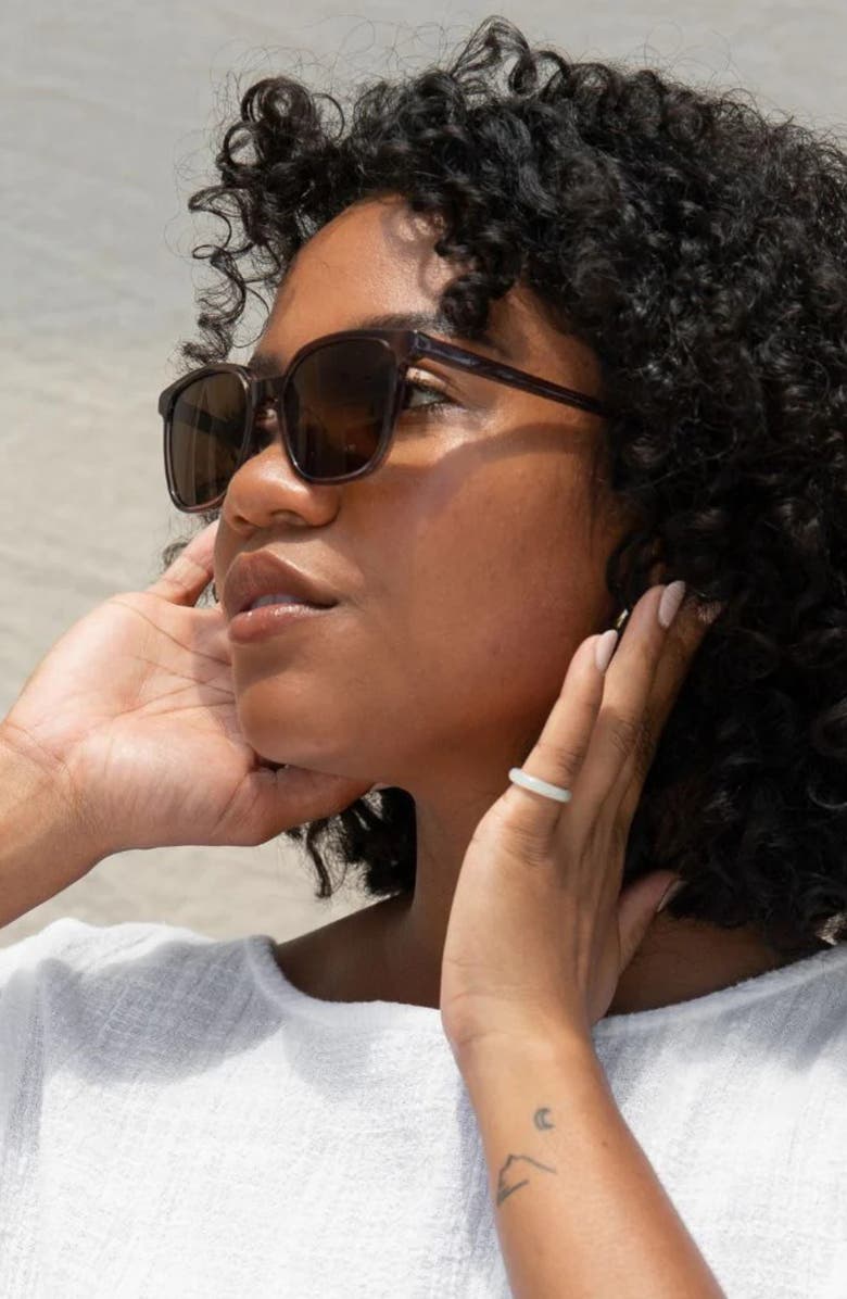 Mohala Eyewear Kalani 50mm Low Bridge Narrow Width Polarized Square Sunglasses, Alternate, color, 