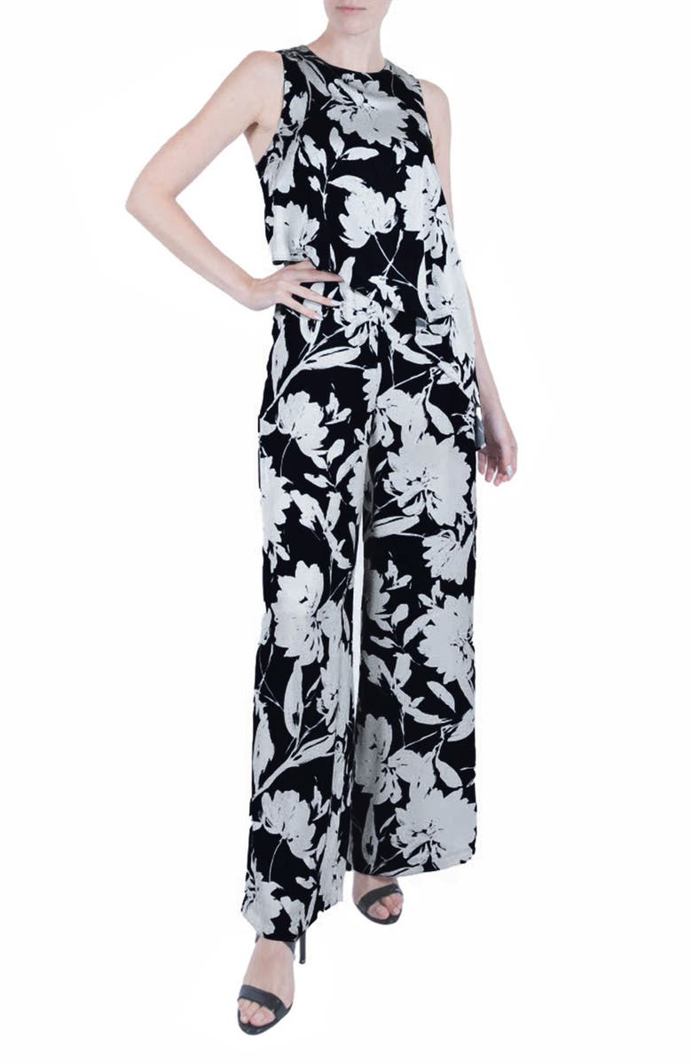 Julia Jordan Floral Print Sleeveless Wide Leg Jumpsuit, Main, color, 