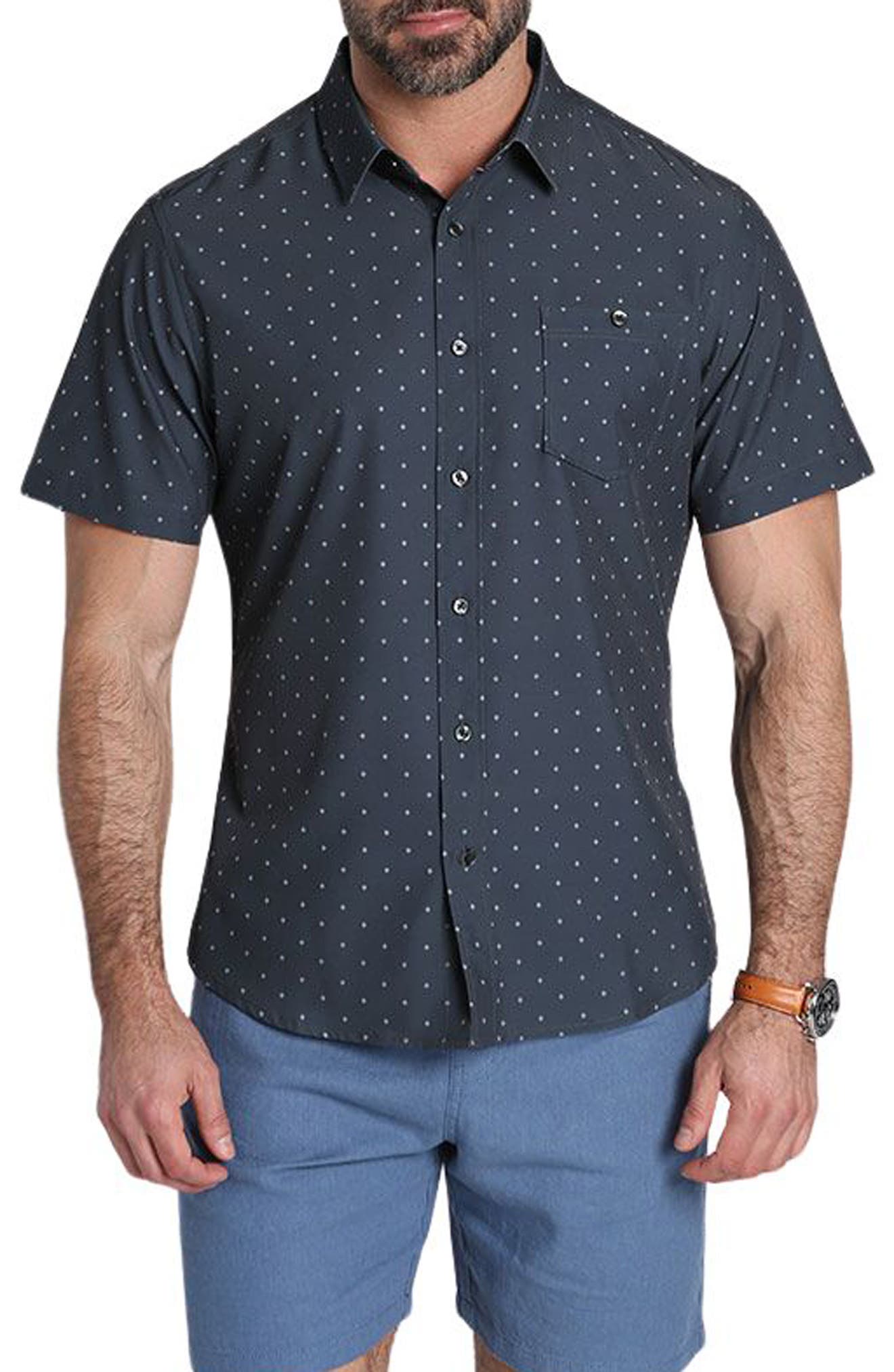 JACHS Classic Fit Short Sleeve Button-Up Tech Shirt