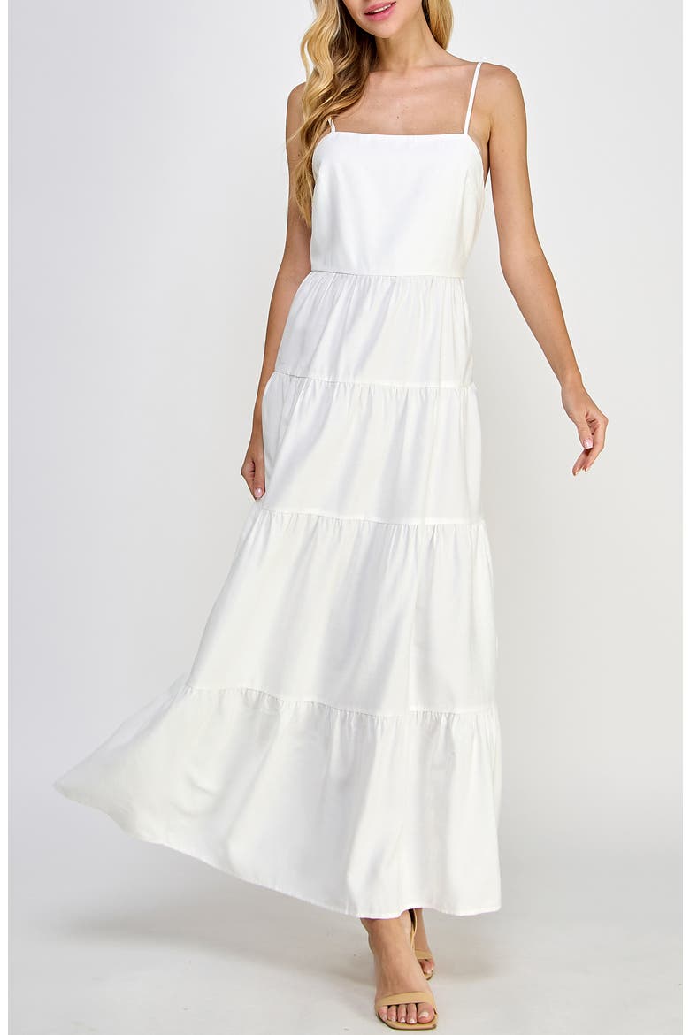 Tiered Maxi Sundress, Main, color, WHITE