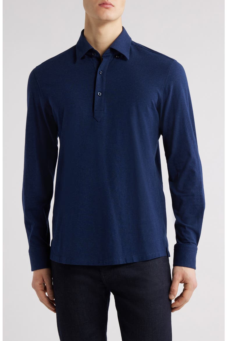 Hal Long Sleeve Polo, Main, color, DK BU