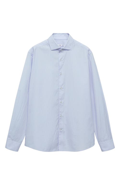 Mango Regular Fit Stripe Stretch Cotton Button-up Shirt In Sky Blue