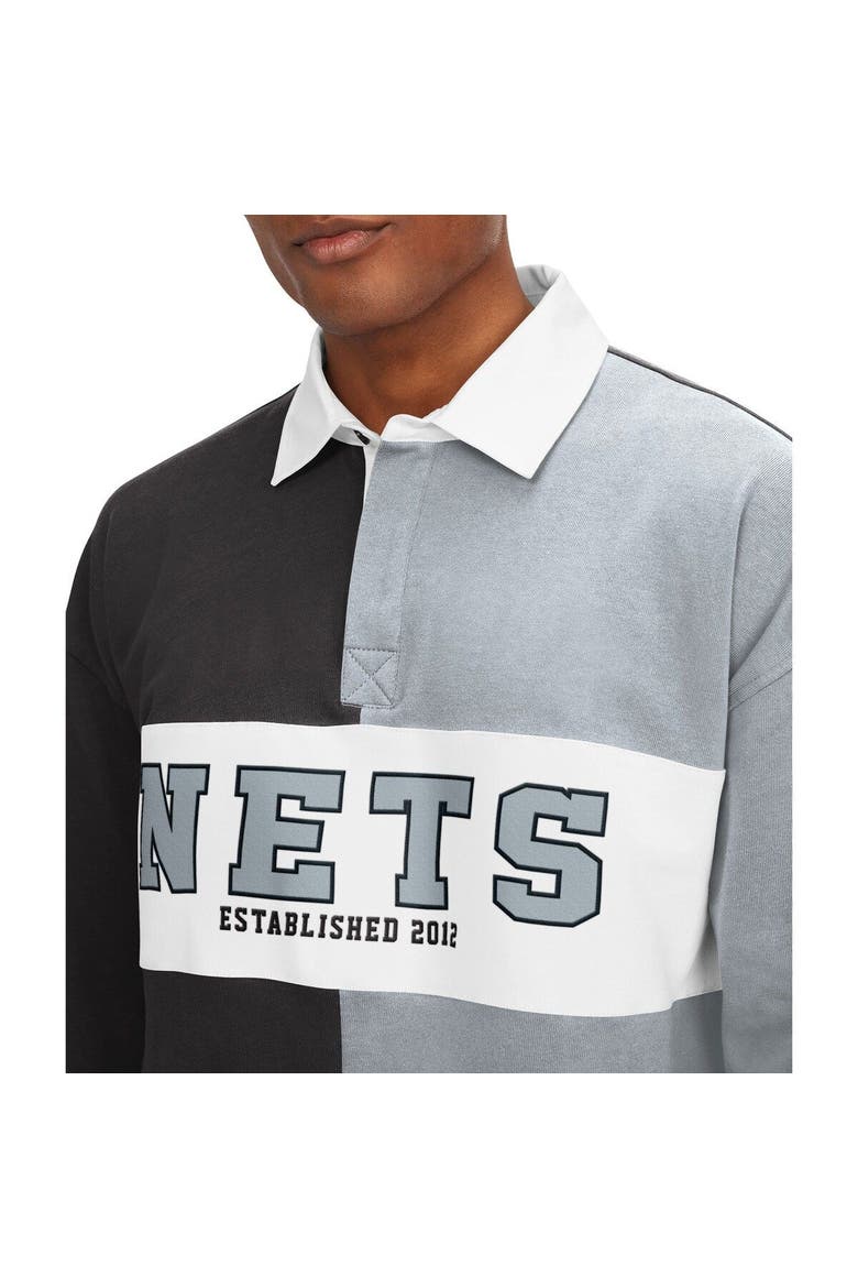 Men's Tommy Jeans Black/Gray Brooklyn Nets Ronnie Rugby Long Sleeve T-Shirt, Alternate, color, Black