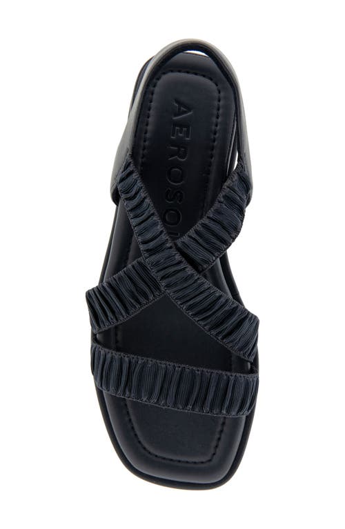 Shop Aerosoles Bora Slingback Wedge Sandal In Navy Rouched Elastic Fabric