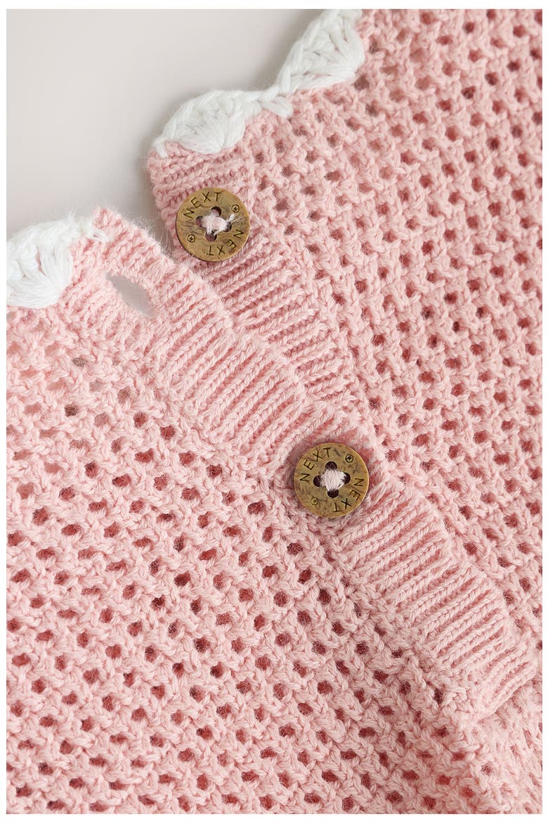 Kids' Strawberry Crochet Mixed Media Dress, Alternate, color, WHITE