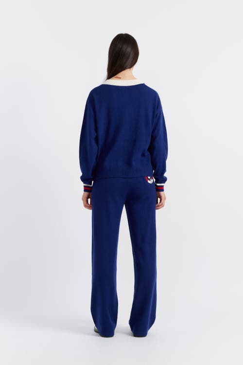 Chinti & Parker Snoopy Cardigan In Admiral Blue/multi