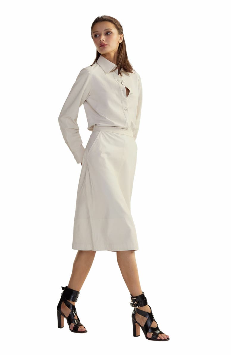 Cynthia Rowley Leather Midi Skirt, Main, color, Off White