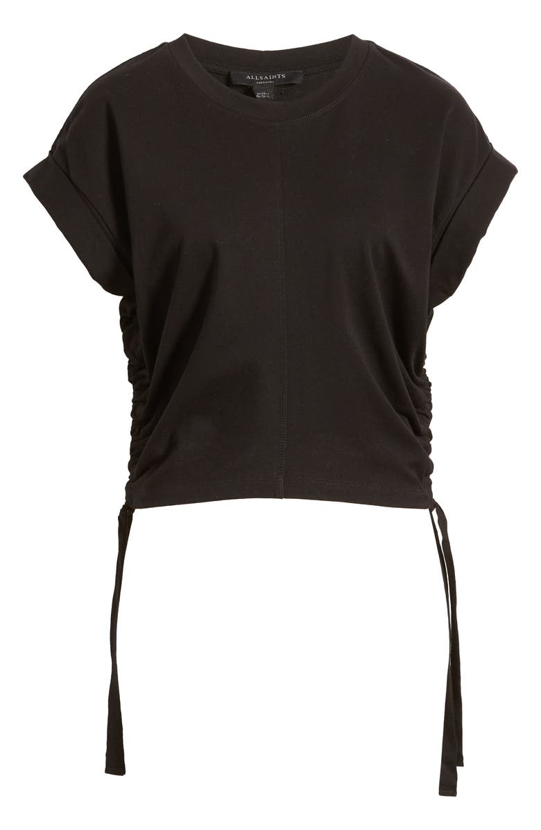 AllSaints Mira Side Ruched Cotton Crop Top, Alternate, color,