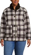 Lands' End Plus Size High Pile Fleece Reversible Mixed Media Long Jacket