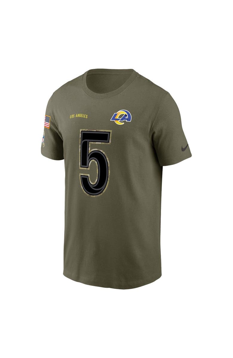 Nike Men's Nike Jalen Ramsey Olive Los Angeles Rams 2022 Salute To Service Name & Number T-Shirt, Alternate, color, 