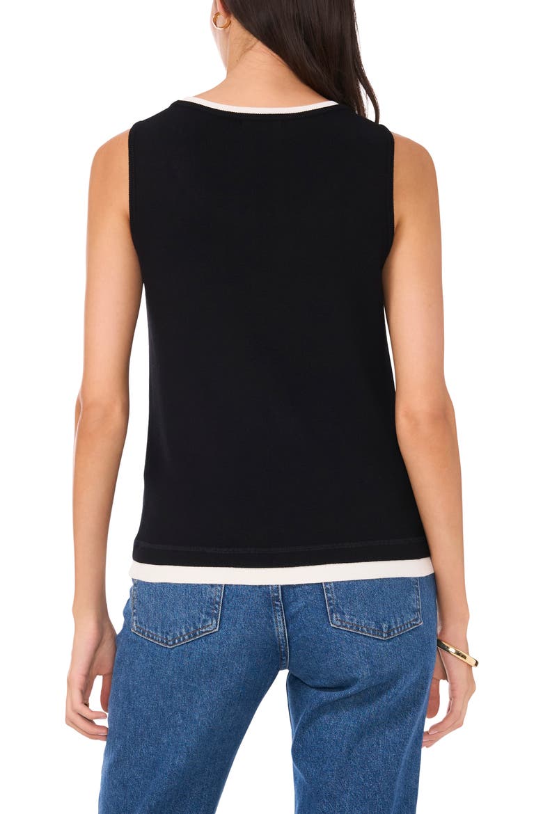 Contrast Trim Sleeveless Sweater, Alternate, color, RICH BLACK