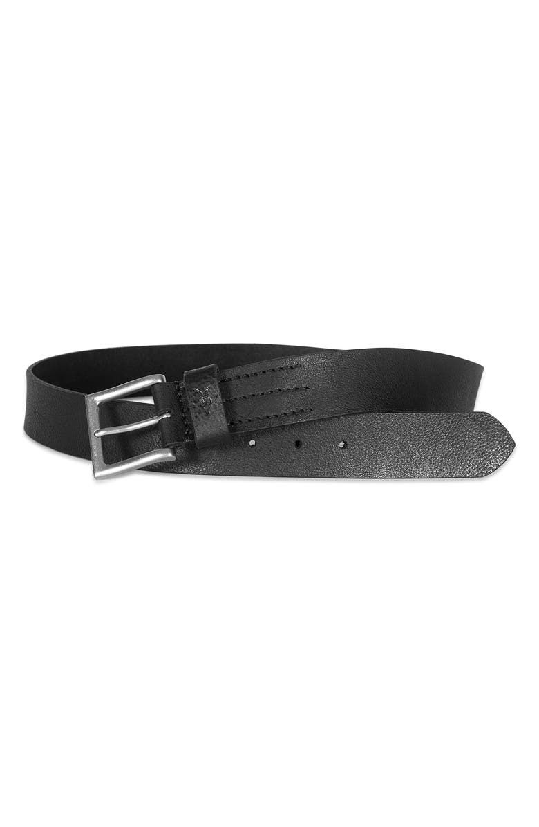 AllSaints Stitched Leather Belt, Alternate, color,