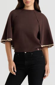 Hunter Embroidered Cape Sleeve Sweater