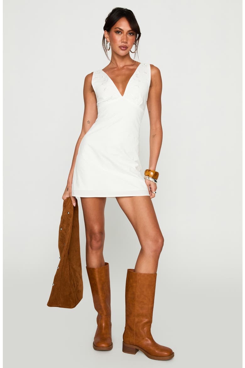 Florien Embroidered Cotton Mini Sundress, Alternate, color, WHITE