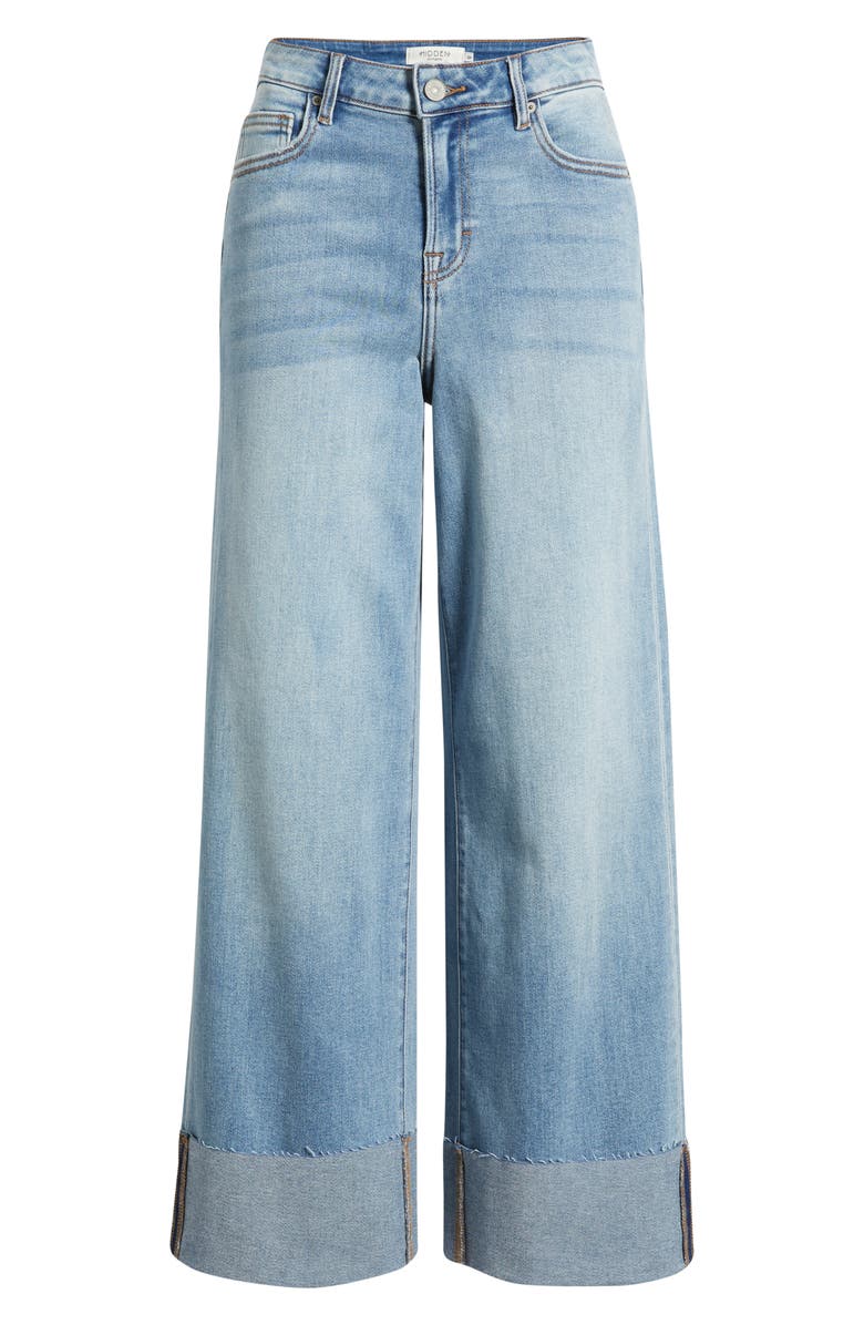 HIDDEN JEANS Cuffed High Waist Ankle Wide Leg Jeans, Alternate, color, Medium Wash
