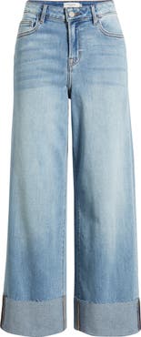 HIDDEN JEANS Cuffed High Waist Ankle Wide Leg Jeans