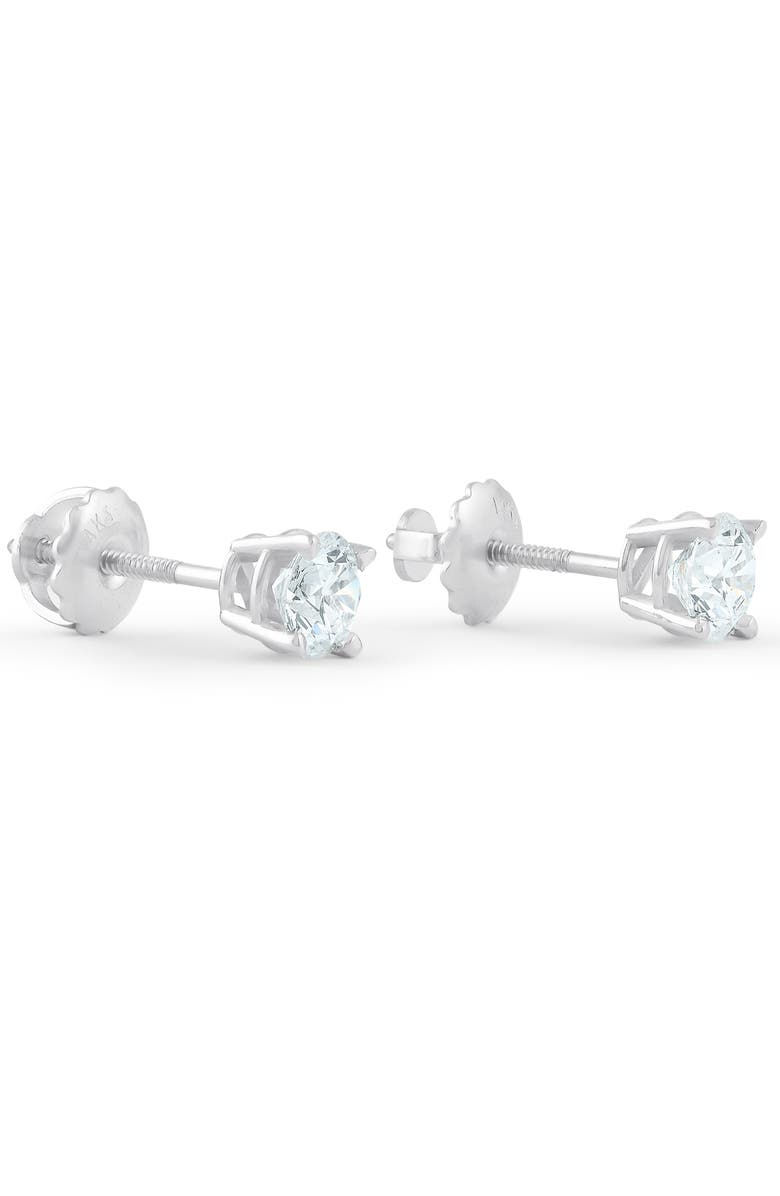 Bliss Diamond 1 Ct TW Round Cut Diamond Screw Back Studs 14k Gold Lab Grown, Alternate, color, 14K White Gold