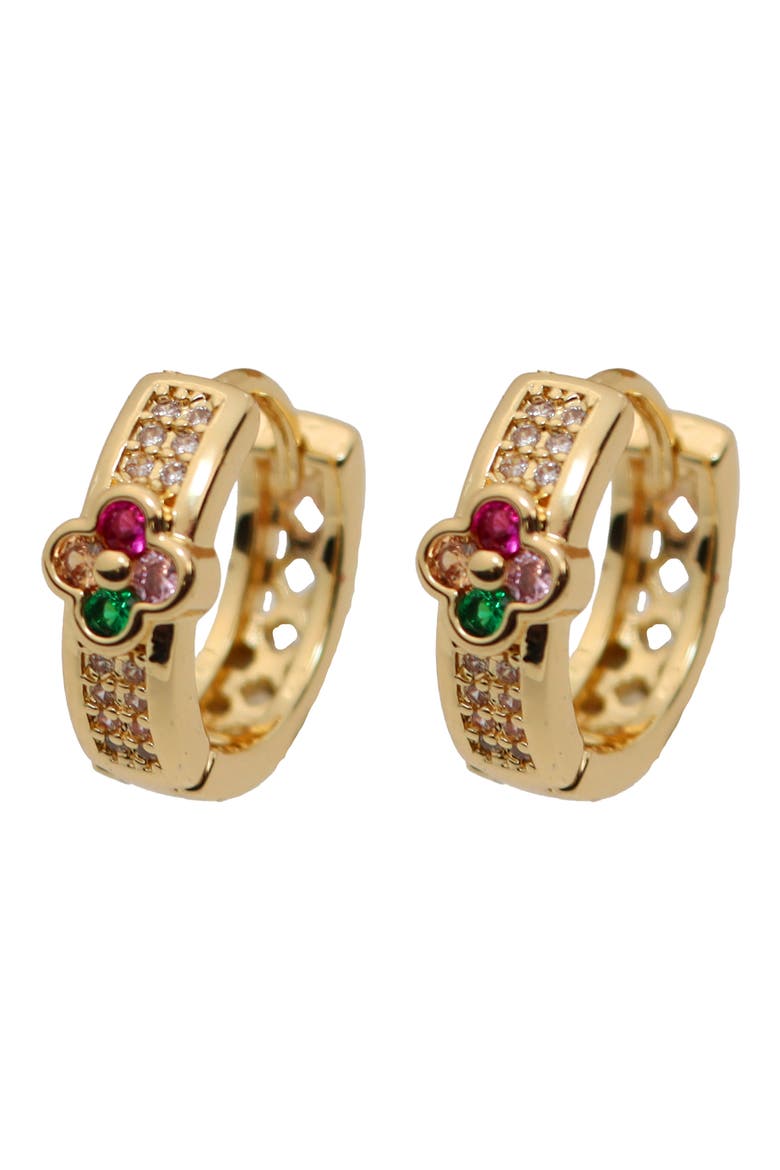 Multi Crystal Hoop Earrings, Main, color, GOLD MULTI
