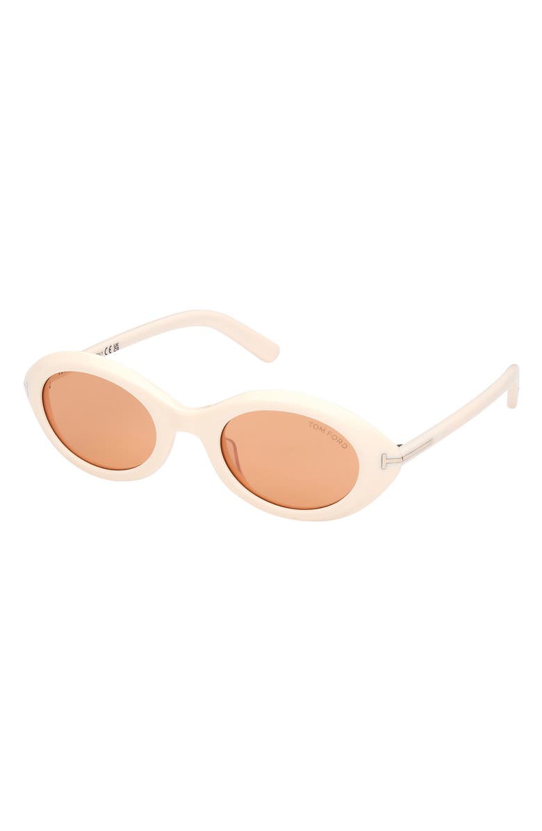 TOM FORD 51mm Oval Sunglasses, Alternate, color, Ivory / Brown