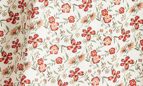 Max Studio Empire Waist Flutter Sleeve Maxi Dress In Cream Brown Red Floral