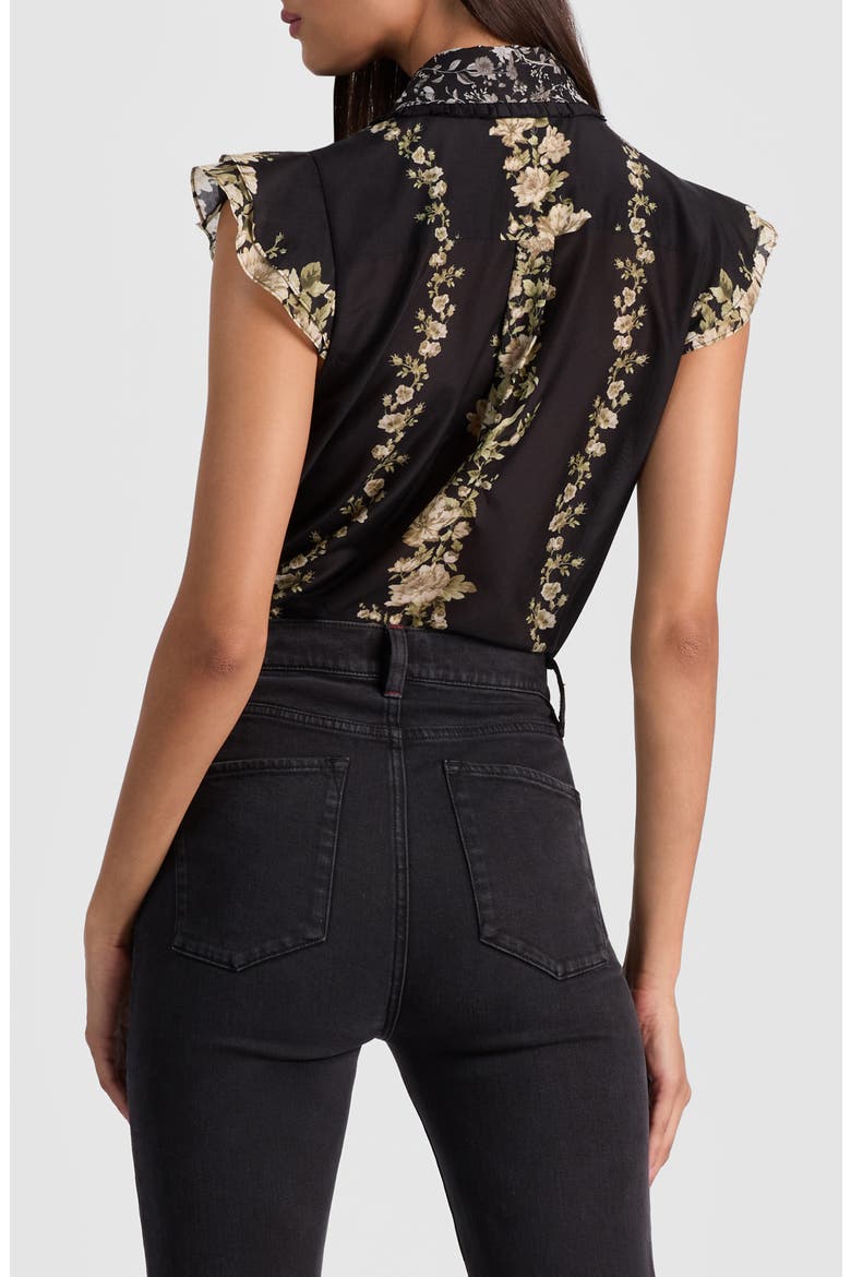 Martel Flutter Sleeve Cotton & Silk Button-Up Top, Alternate, color, FREE FALLING