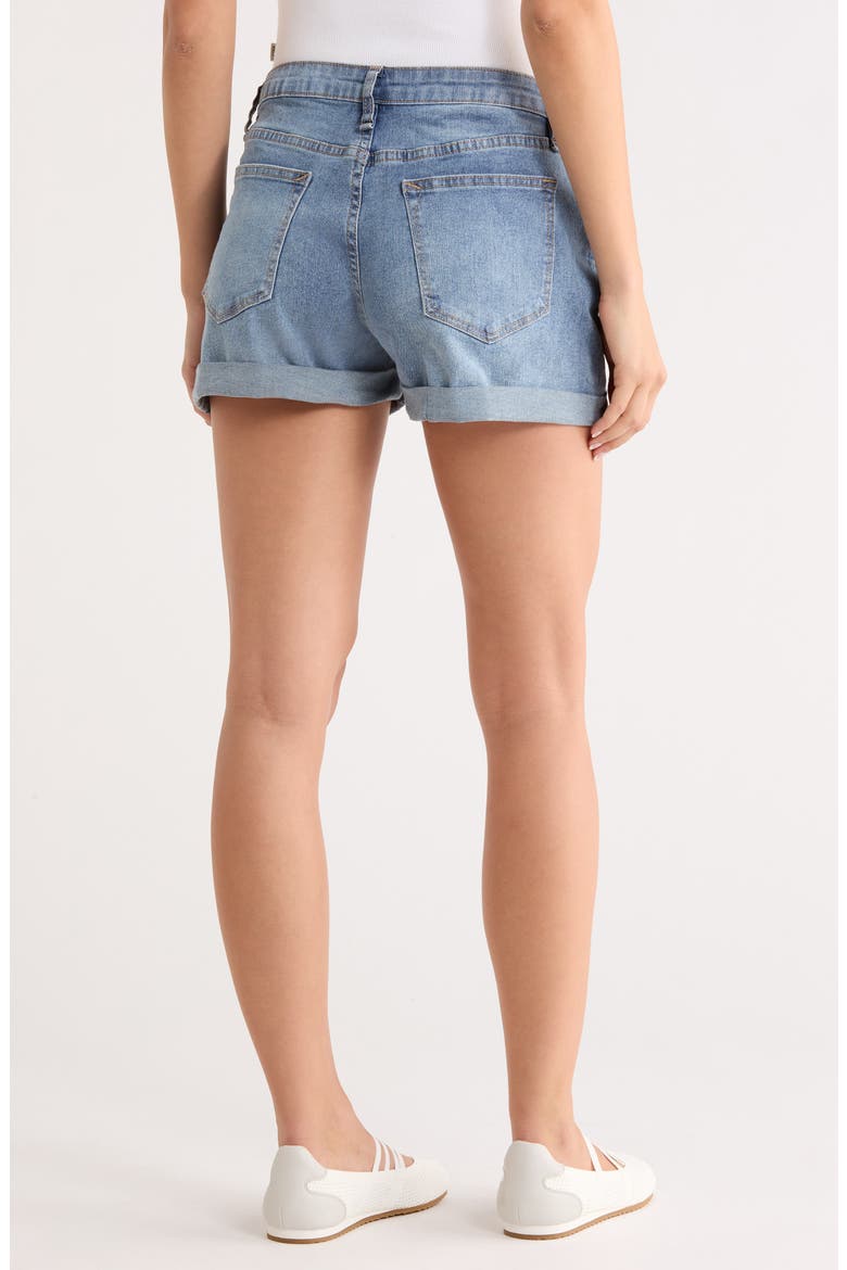 Mid Rise Double Roll Denim Shorts, Alternate, color, MEDIUM WASH