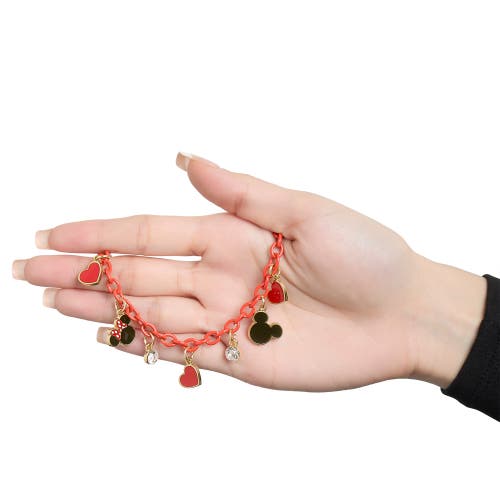 Disney Heart Charm Bracelet In Red