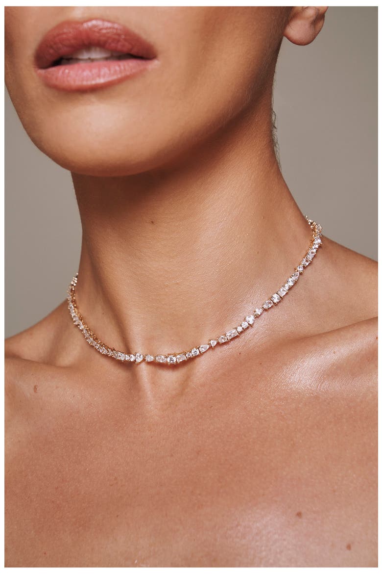 Mavis Tennis Necklace, Alternate, color, GOLD