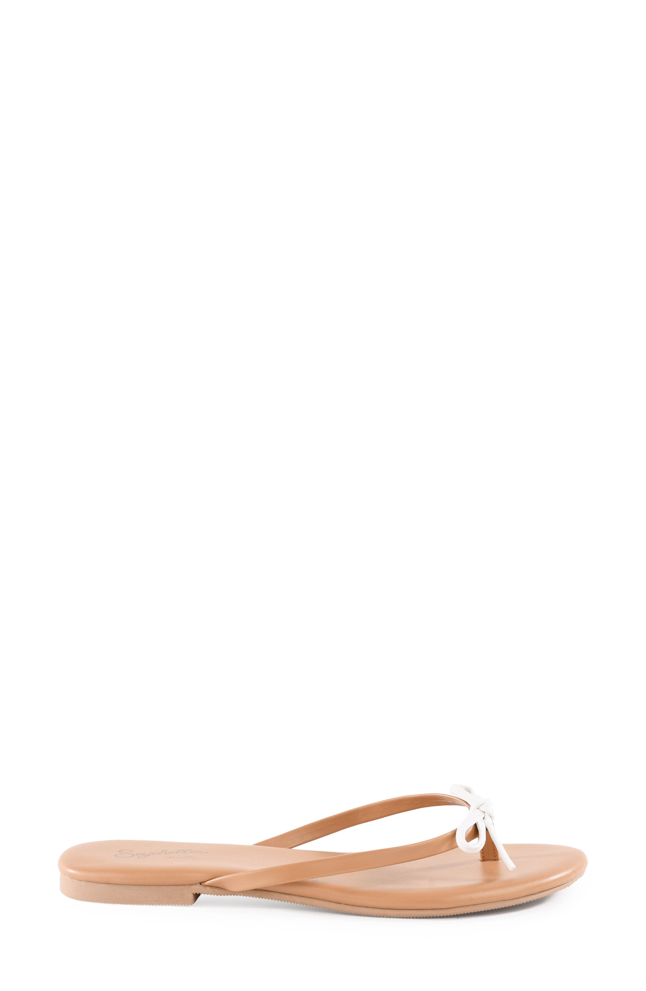Seychelles Nori Bow Flip Flop, Alternate, color, White/ Tan