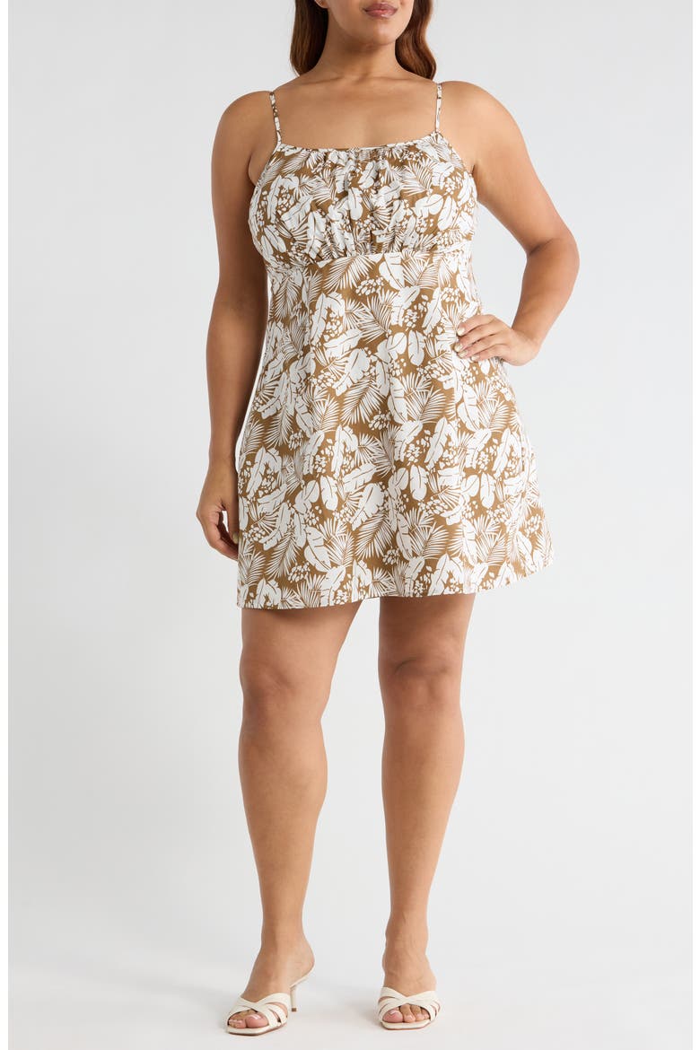 Ivonne Floral Mini Sundress, Main, color, BROWN