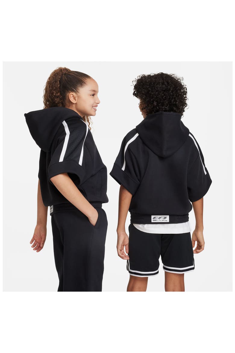 Kids' Culture of Basketball Short Sleeve Half-Zip Hoodie, Alternate, color, BLACK/ OPTI YELLOW