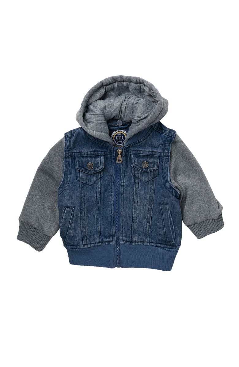 Urban Republic Denim Bomber Jacket, Main, color, 