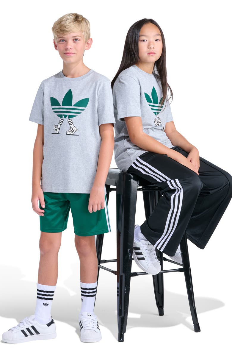 adidas Originals Kids' Walking Trefoil Graphic T-Shirt, Alternate, color, Grey Heather