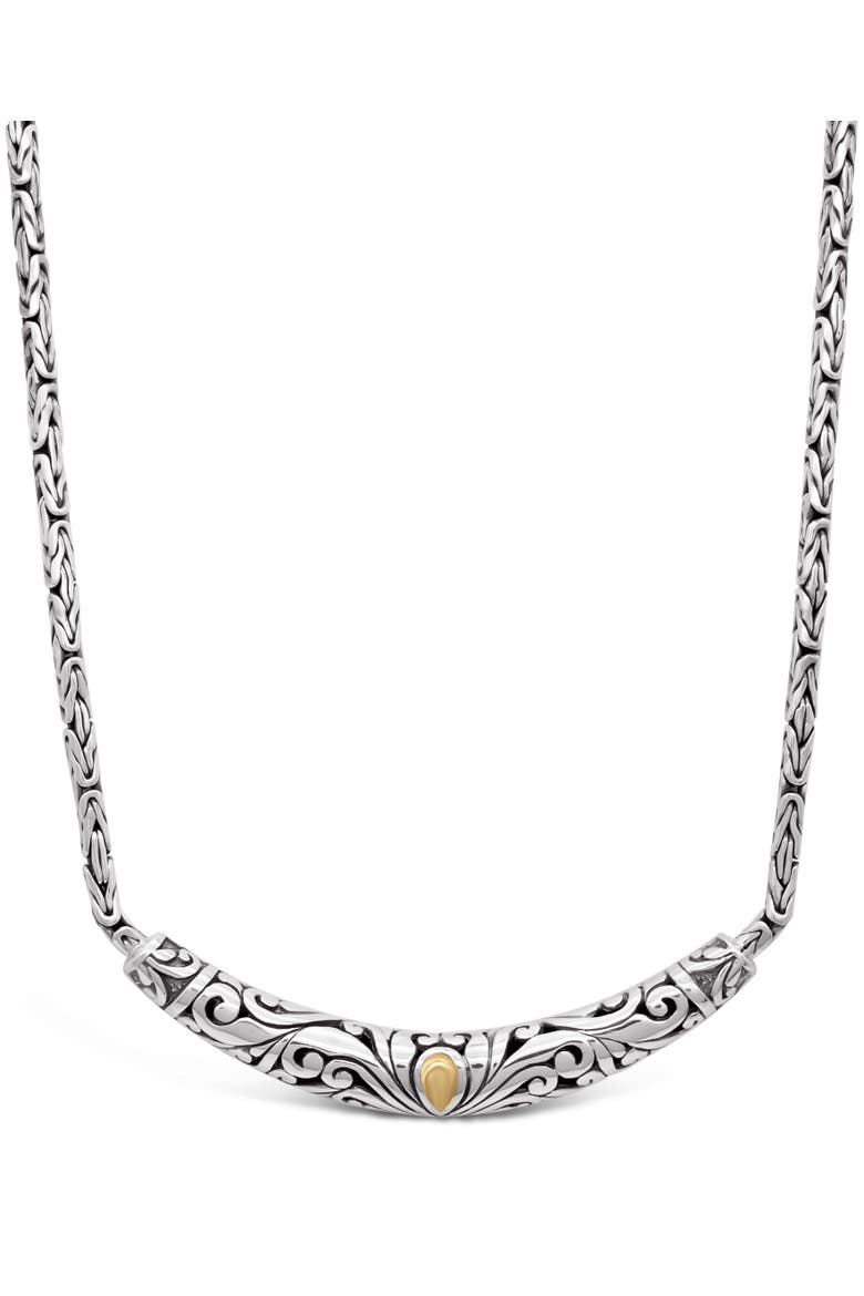 Bali Filgree with Borobudur Chain Necklace in Sterling Silver with 18K Gold, Main, color, Silver