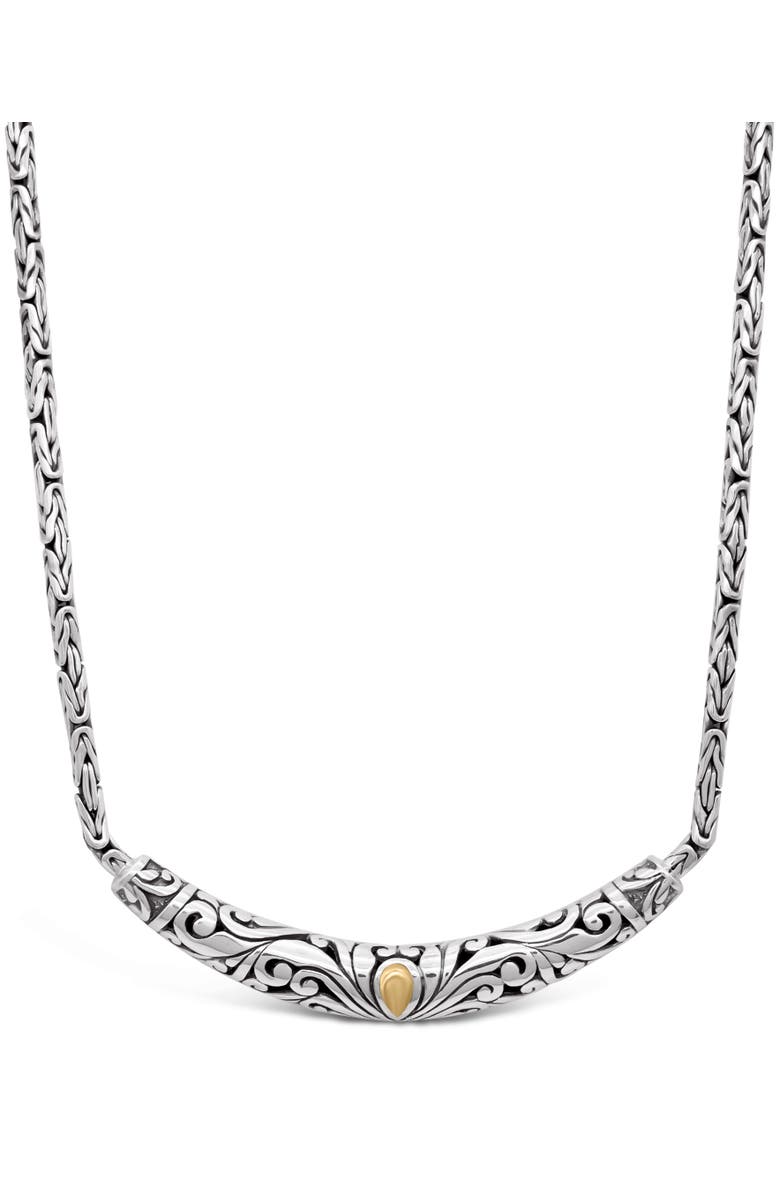 DEVATA Bali Filgree with Borobudur Chain Necklace in Sterling Silver with 18K Gold, Main, color, Silver