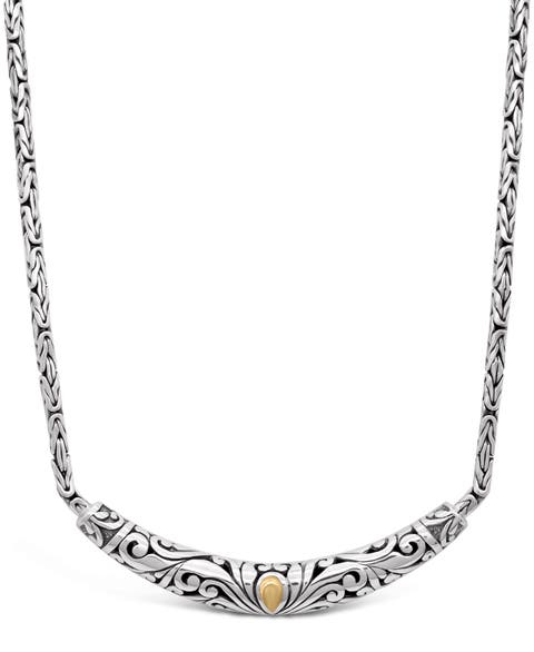 Bali Filgree with Borobudur Chain Necklace in Sterling Silver with 18K Gold