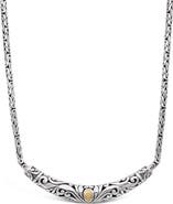 DEVATA Bali Filgree with Borobudur Chain Necklace in Sterling Silver with 18K Gold