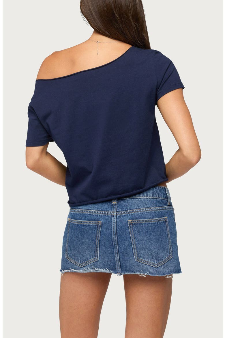 USA Off the Shoulder Graphic Tee, Alternate, color, NAVY