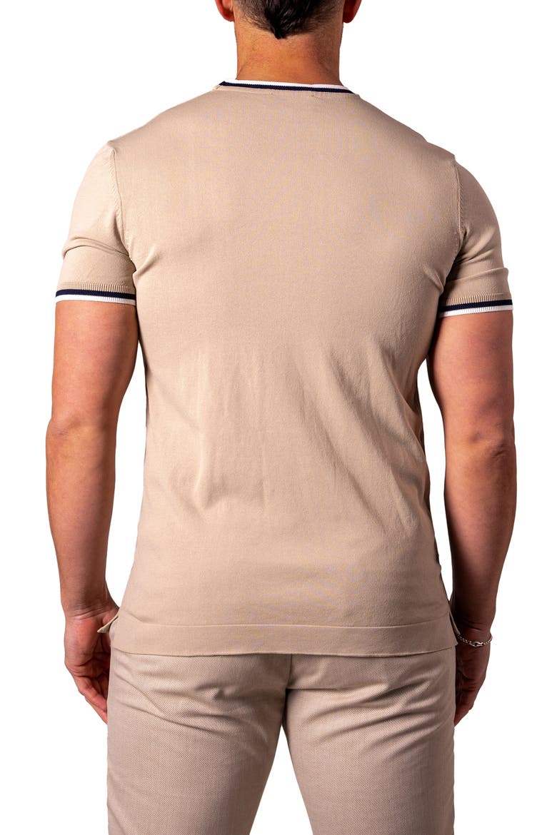 Tipped Short Sleeve Sweater, Alternate, color, LIGHT BROWN