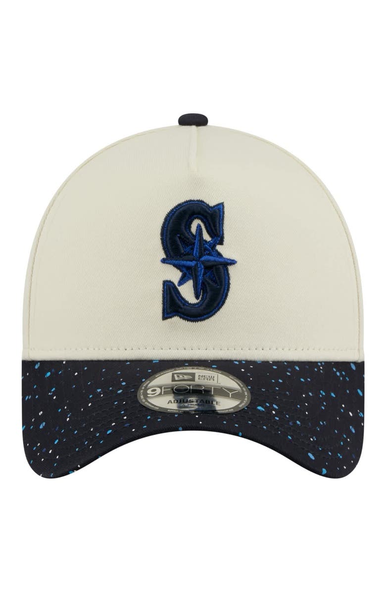 New Era Men's New Era Cream Seattle Mariners Speckle A-Frame 9FORTY Adjustable Hat, Alternate, color,